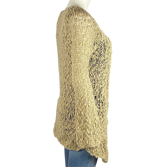 NATURE by Hand 100% Cotton Loose Knit Open Cardigan Sweater L - Picture 4 of 13